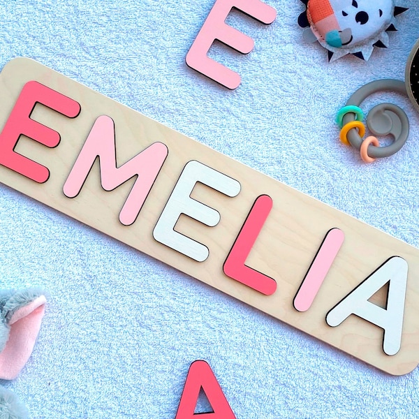 Personalized Name Puzzle, Toys for Toddler, Baby Shower, New Baby Gift, Name Puzzle With Pegs, First Birthday Gift, Baby Shower Gift
