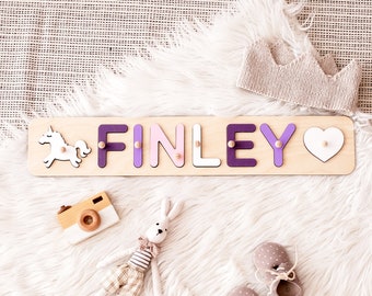 Puzzel met pinnen, kraamcadeau, babycadeau gepersonaliseerd, 1e verjaardagscadeau, naampuzzel voor peuter, kerstcadeau, eerste kerst