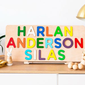 Custom Three Name Puzzle Gift for Kids Babys First Easter Present Toddler Wooden Toys 1st Birthday Gifts