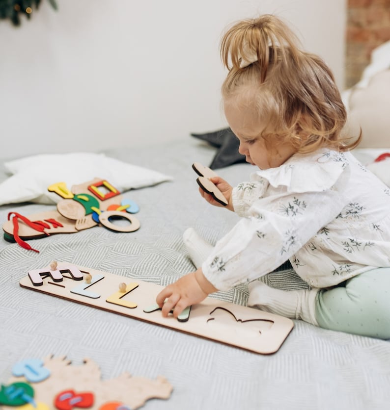 Wooden Name Puzzle, Personalized Name Puzzle Toys For 1 Year Old Custom Name Puzzle Personalized Baby Gift 1st Christmas Gift 1st birthday image 3