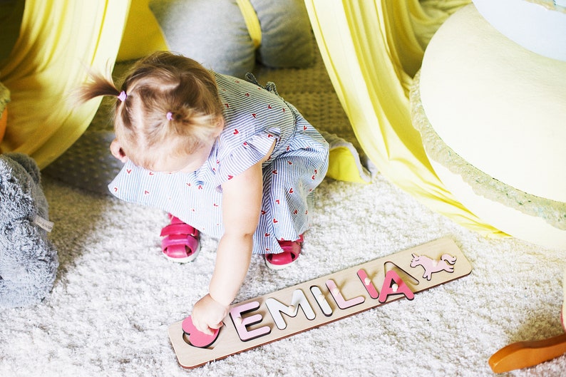 Personalized Name Puzzle, Wooden Name Puzzle, Christmas Gifts, 1st Baby Gift, Baby Shower Gift, Name Puzzle, Nursery Decor Toys For Toddlers image 4