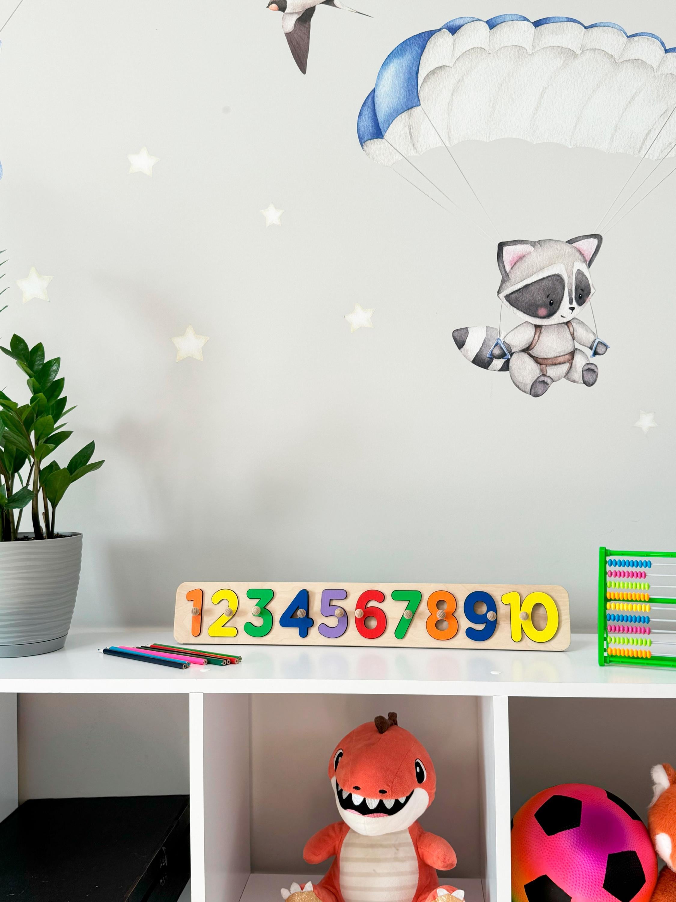 Wooden Number Puzzle for Kids, 1 to 10 Counting Board, Toddler Learning ...