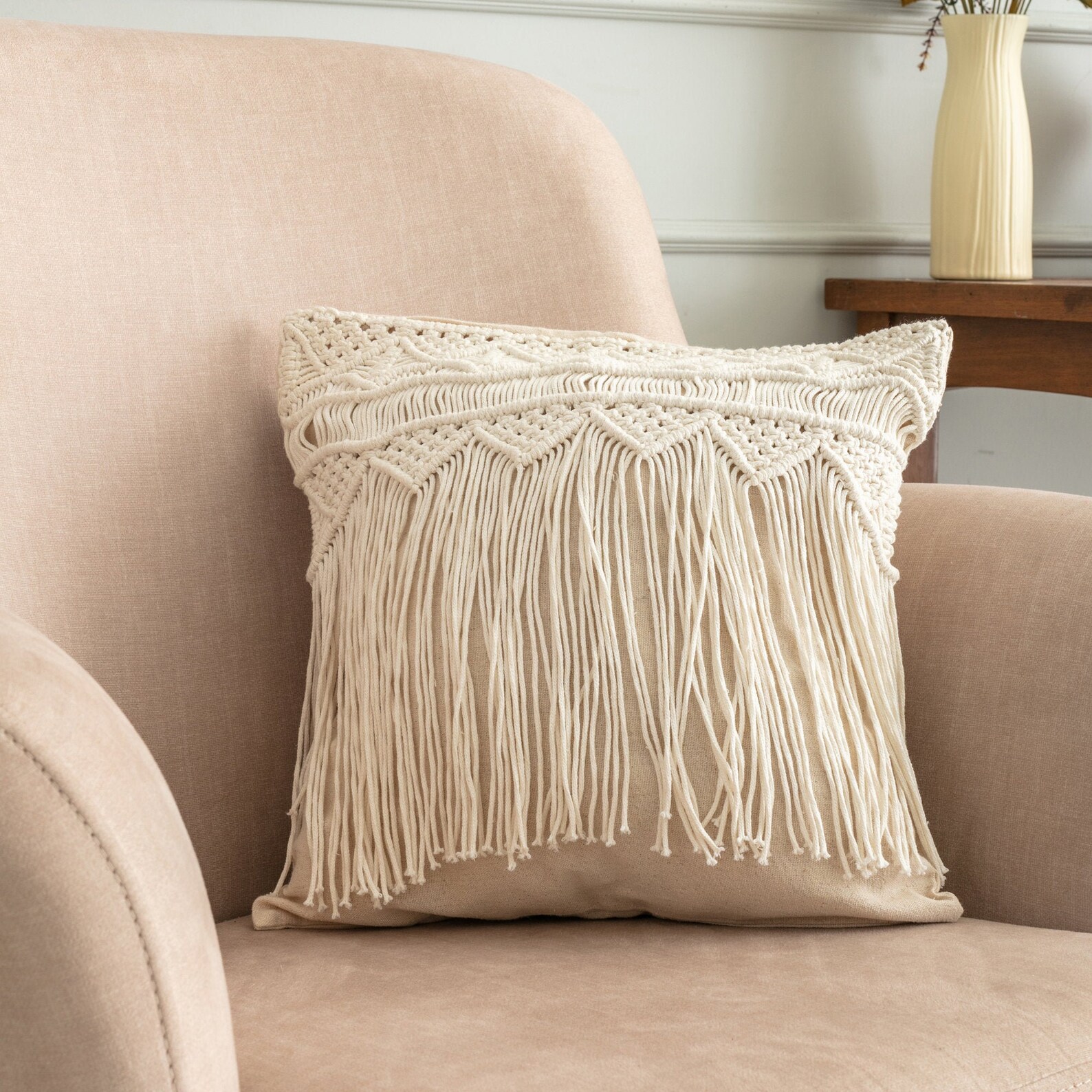 2 Pcs Macrame Cushion Case/ Create Fringe Decorative Pillows/ Etsy