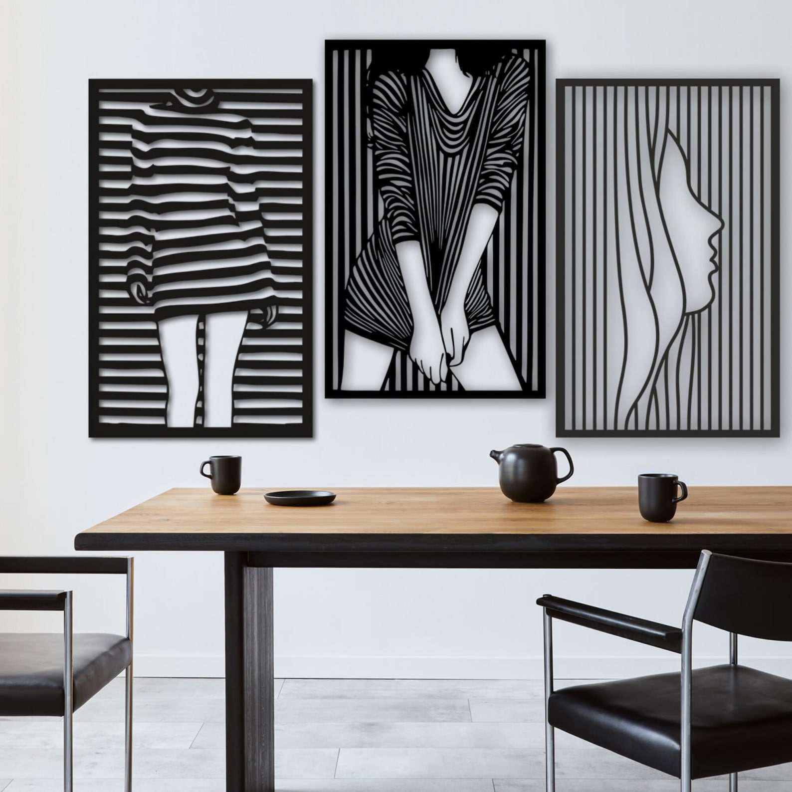 Set of 3 Wooden Wall Art Decor Mdf Wall Art Decor Laser Cut Etsy