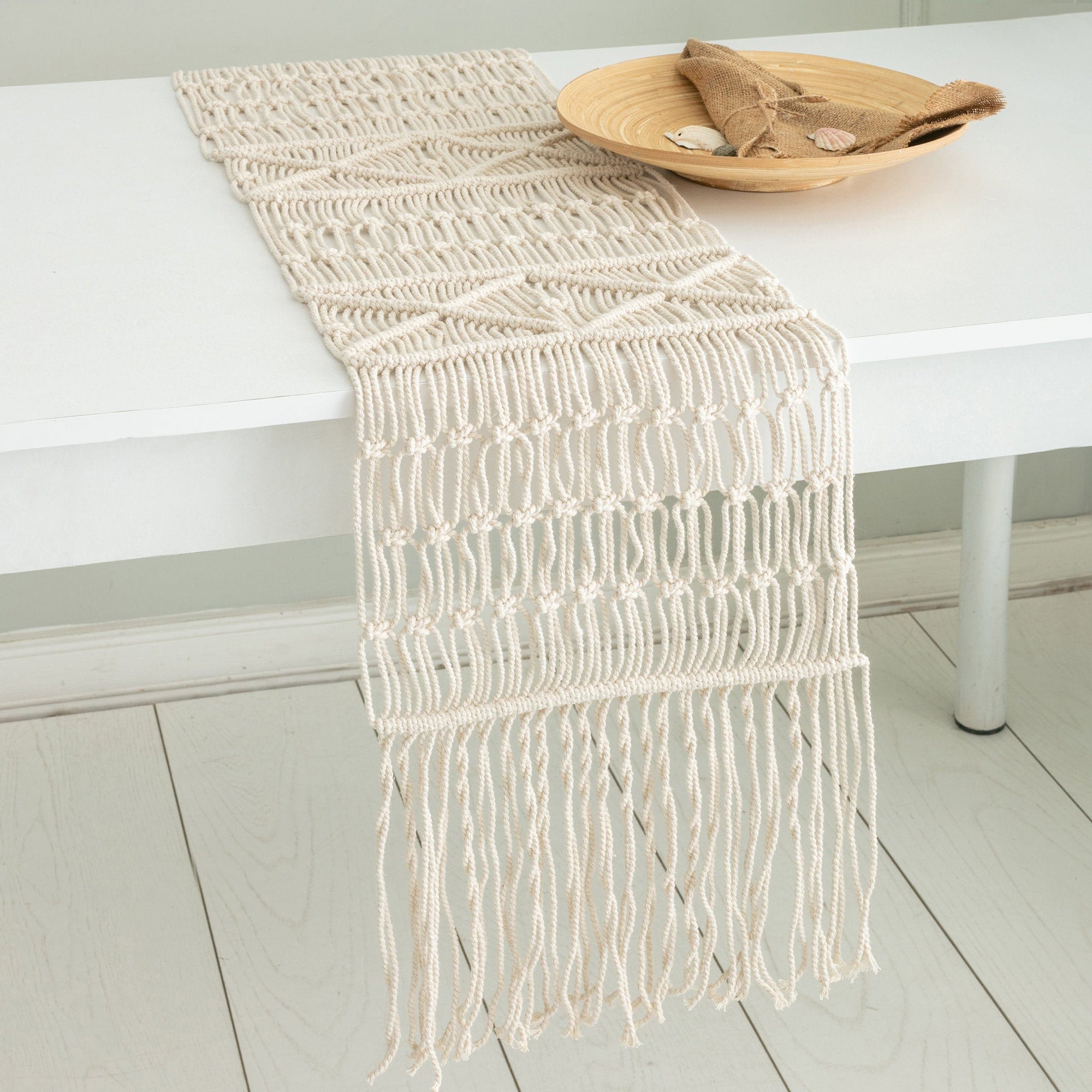 Chemin de Table en Macramé Fait à La Main/Chemin Coton Décor Boho Chemin Décoratif Pour Vacances ou 