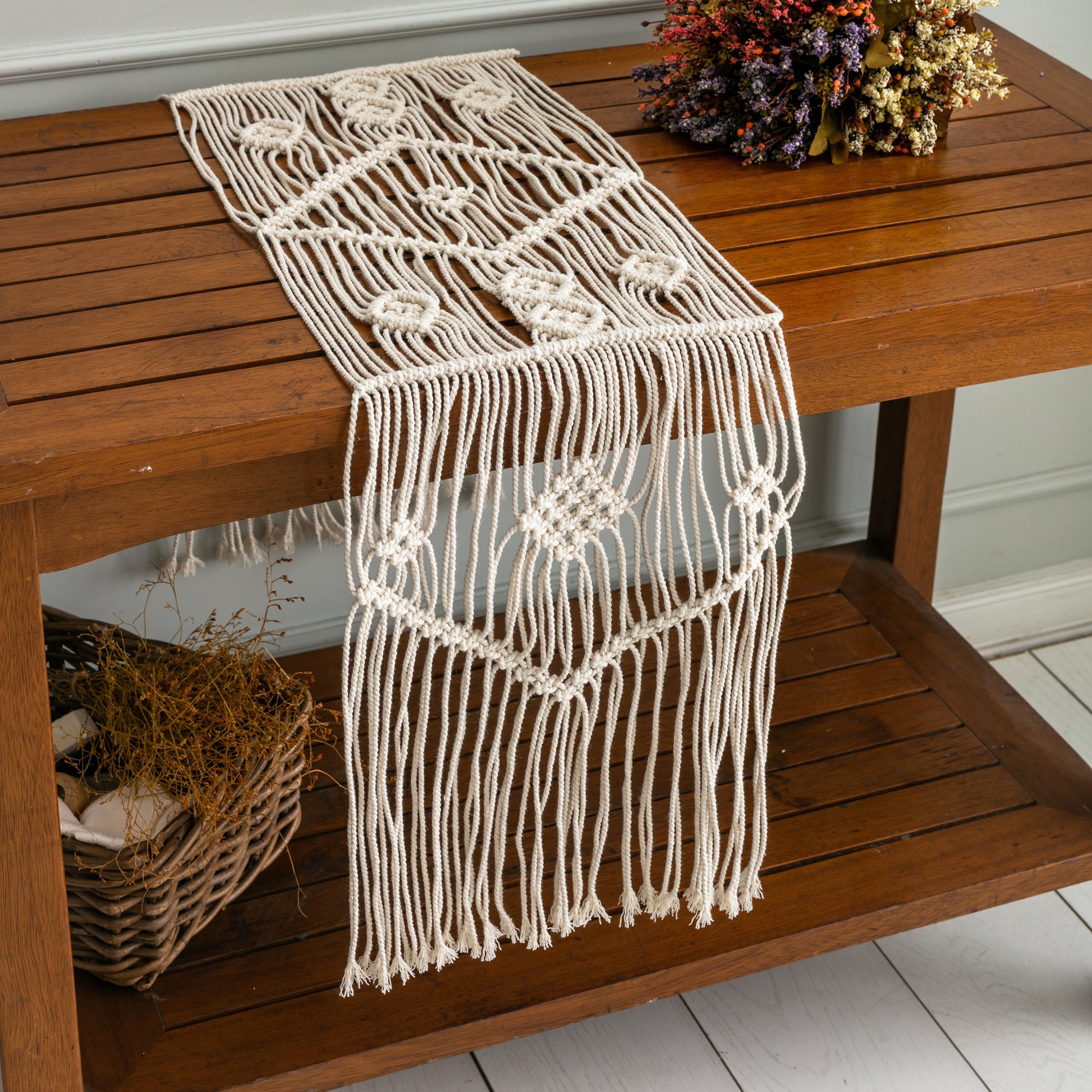 Handmade Macrame Table Runner/ Cotton Table Runner Boho Décor/ Etsy