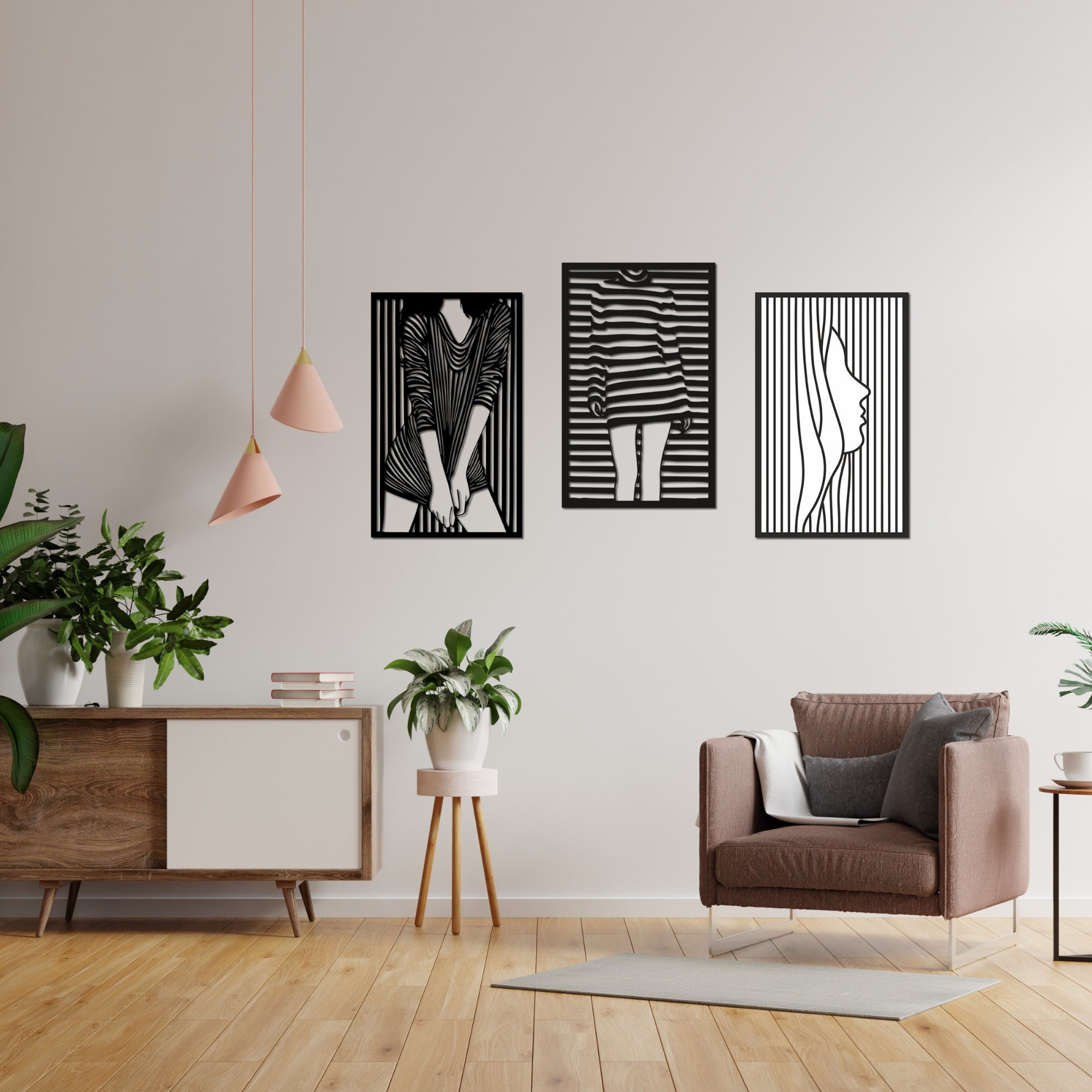 Set of 3 Wooden Wall Art Decor Mdf Wall Art Decor Laser Cut Etsy