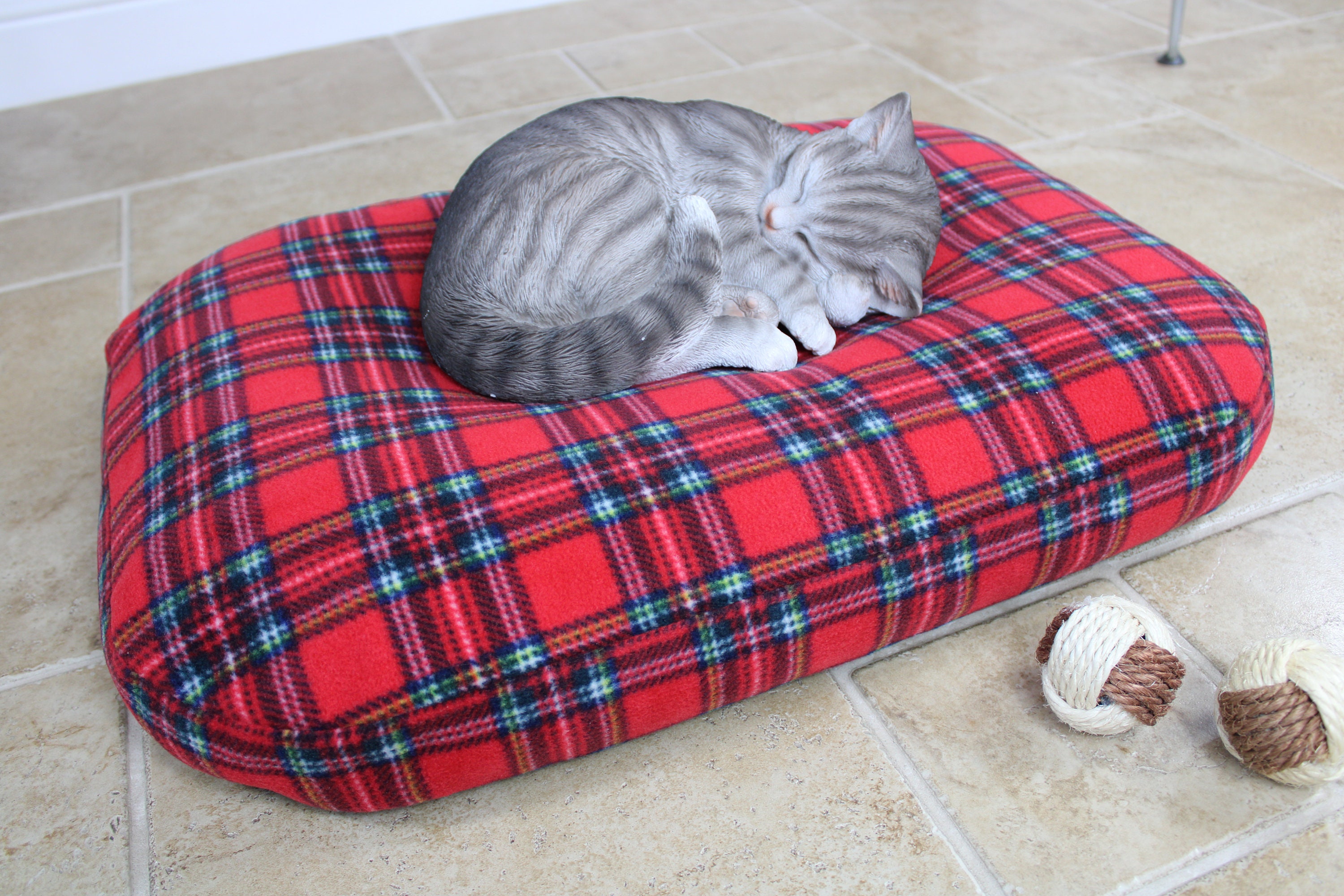 Tartan Cat Bed Luxury Bean Bag Small Dog Puppy Bed Calming Etsy