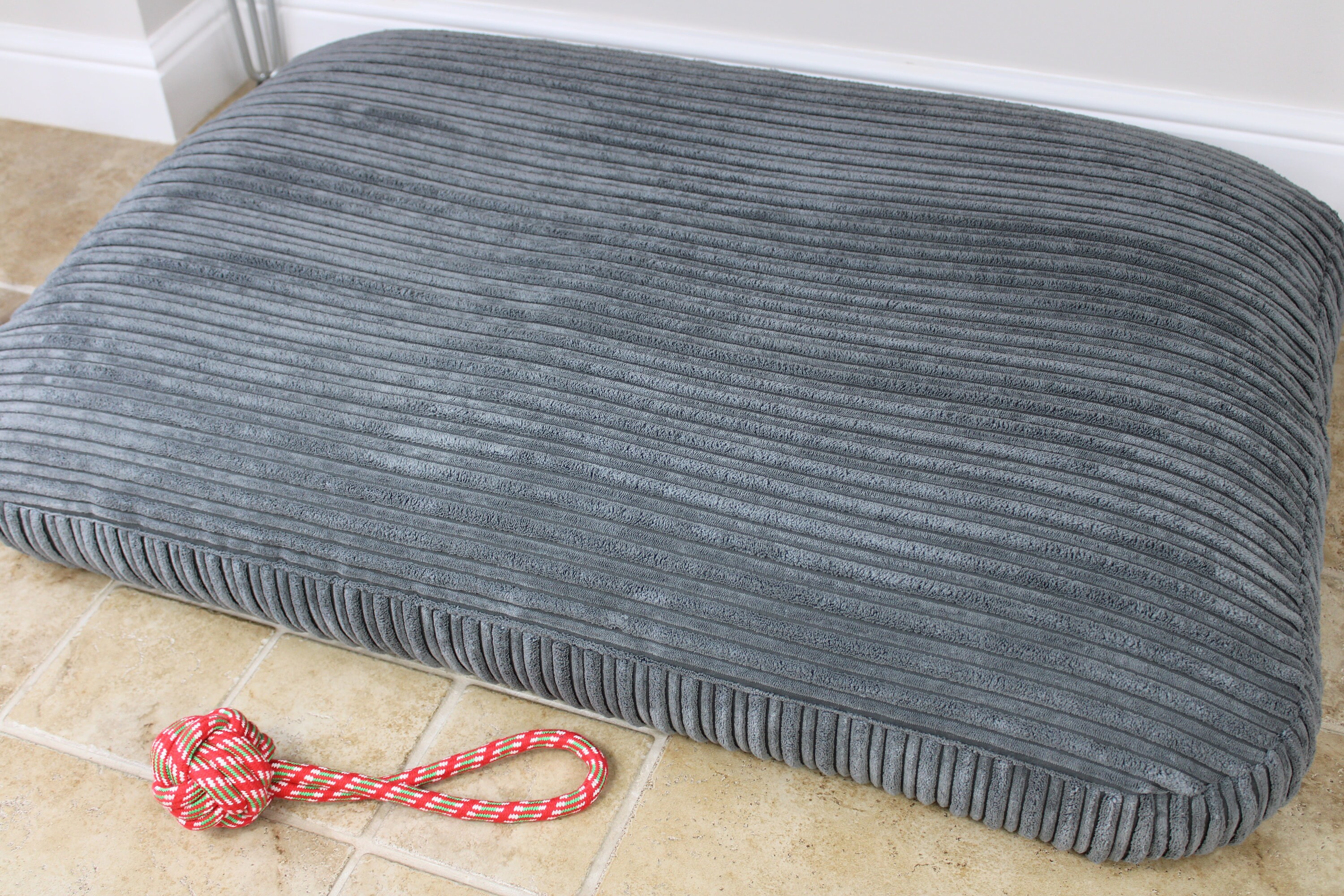 Large Bean Bag Dog Bed Luxury Grey Dog Mattress Bed Etsy UK