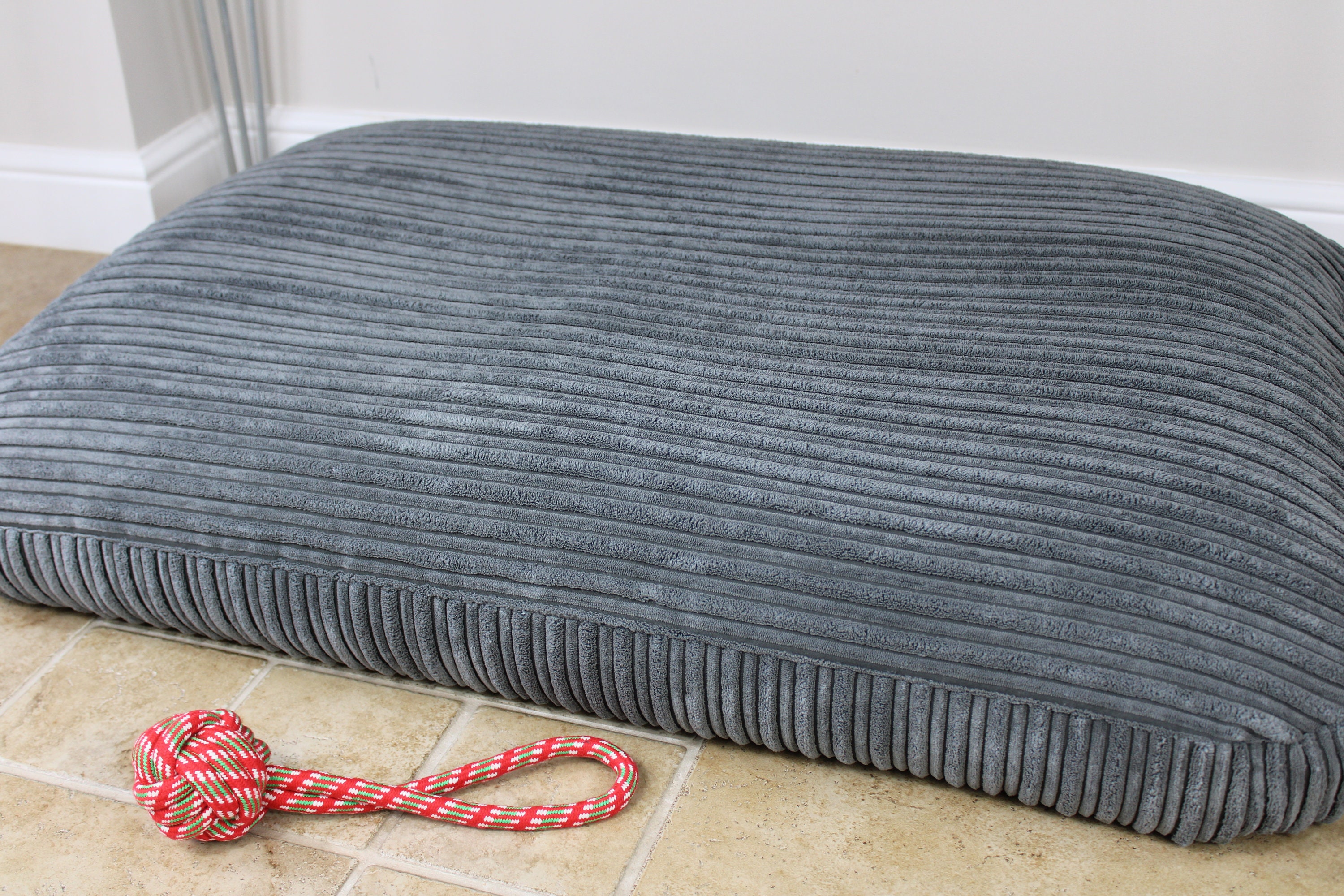 Large Bean Bag Dog Bed Luxury Grey Dog Mattress Bed Etsy UK