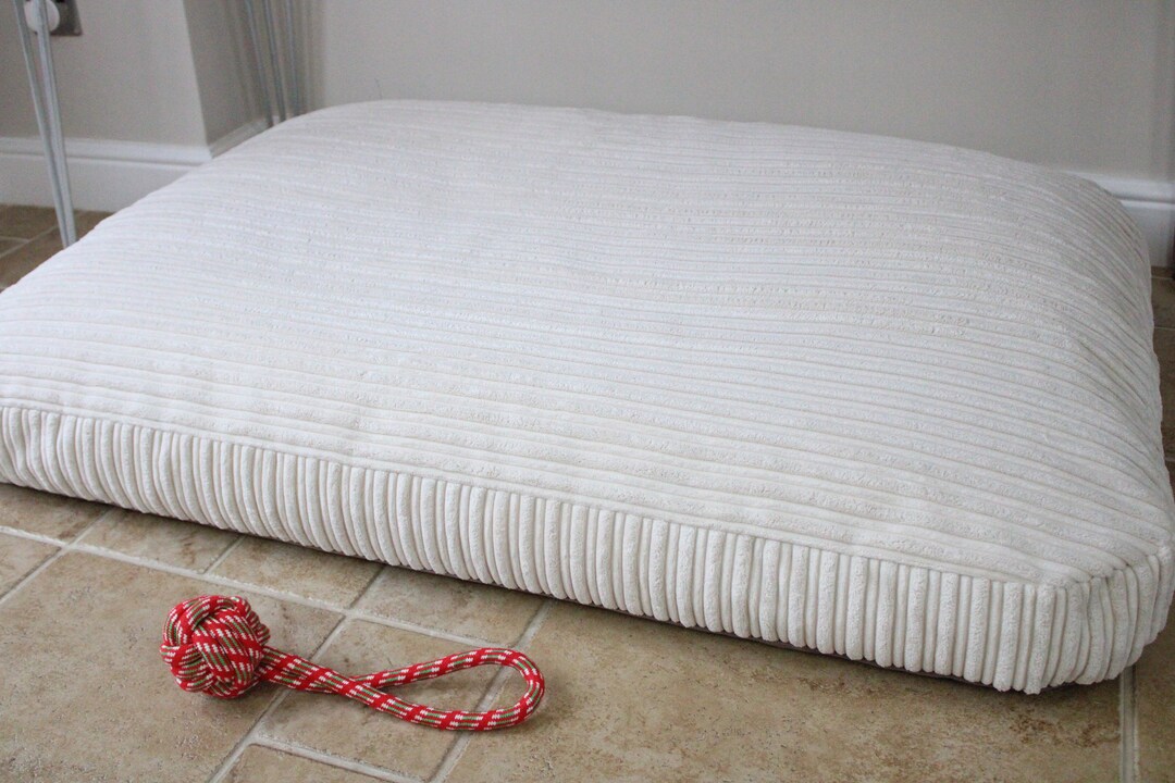 Extra Large Bean Bag Dog Bed, Luxury Cream Jumbo Cord Dog Bed, Calming