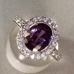 Lila und weißer Zirkonia Ring, Sterling Silber Ring, Ehering, Brautjungfer Ring, Jahrestagsgeschenk, Urlaubsgeschenk, Frauen Schmuck