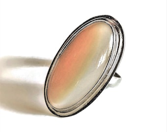 Handmade Sterling Silver Oval Mother of Pearl Ring