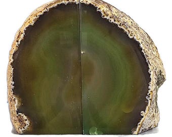 ユニークな7ポンドクリスタルアゲートブックエンドXXL（グリーン