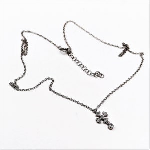 Sterling Silver & Cubic Zirconia Cross Pendant Necklace, Small Cross Charm Necklace, Religious Necklace, Bridesmaid Gift, Layering Necklace