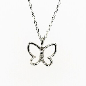 Sterling Silver Butterfly Necklace: Cubic Zirconia Pendant