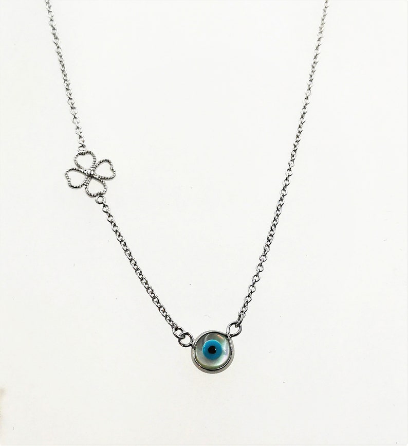 Round Evil Eye Pendant Necklace Evil Eye Charm Necklace Etsy