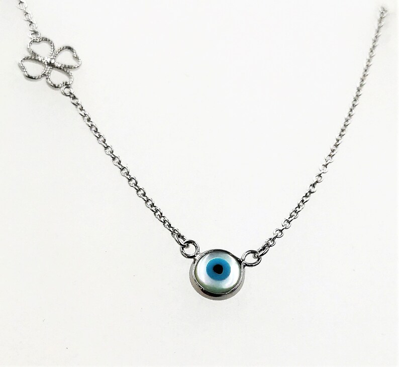 Round Evil Eye Pendant Necklace Evil Eye Charm Necklace Etsy