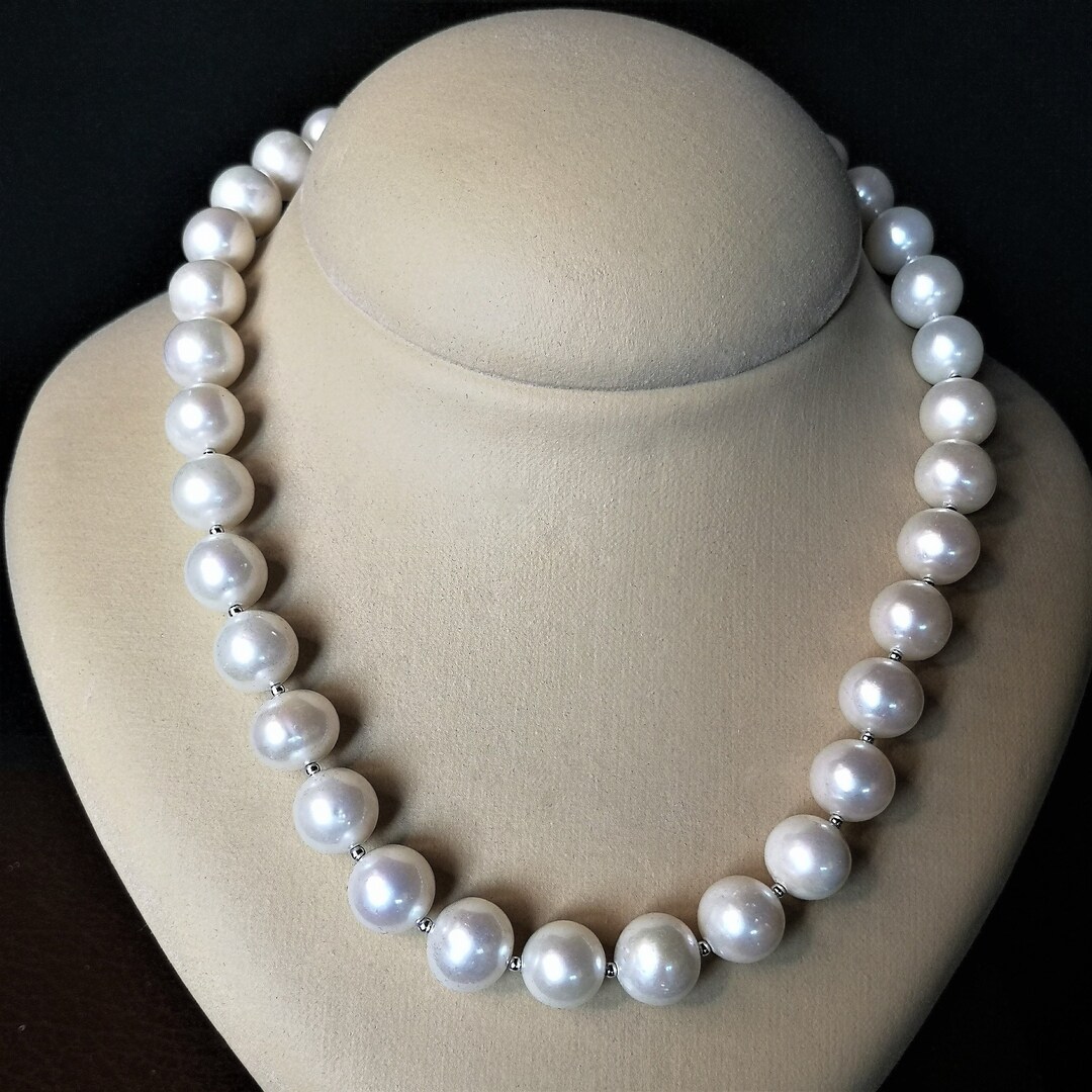 Natural Freshwater White Pearls Beaded Necklace, Necklace With White ...