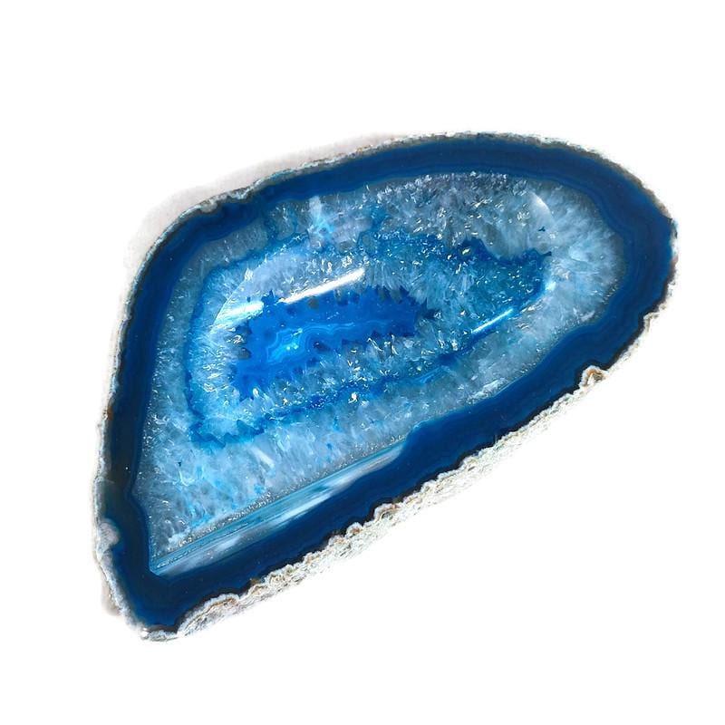 Blue Agate Polished Ashtray, Agate Jewelry Display Dish, Agate Soap Tray, Agate Trinket Dish, Geode Crystal Gift, Healing Crystal Stone