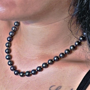 Freshwater Black Pearl Beaded Necklace, Wedding Necklace, Anniversary Gift, Bridesmaid Necklace, Birthstone Necklace, Engagement Necklace