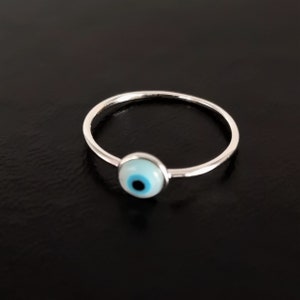 Pierścień ze srebra próby 925 ze złym okiem, pierścień ochronny, pierścień z urokiem złego oka, biżuteria ze złym okiem, amulet na szczęście, biżuteria damska, talizman złego oka