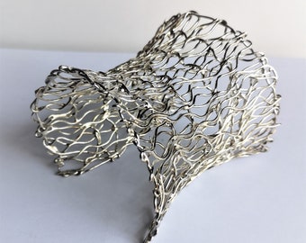 Handmade Sterling Silver Wide Cuff Bracelet: Boho Statement Jewelry