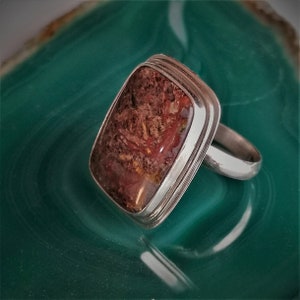 Handmade Jasper Sterling Silver Statement Ring: Natural Gemstone Jewelry