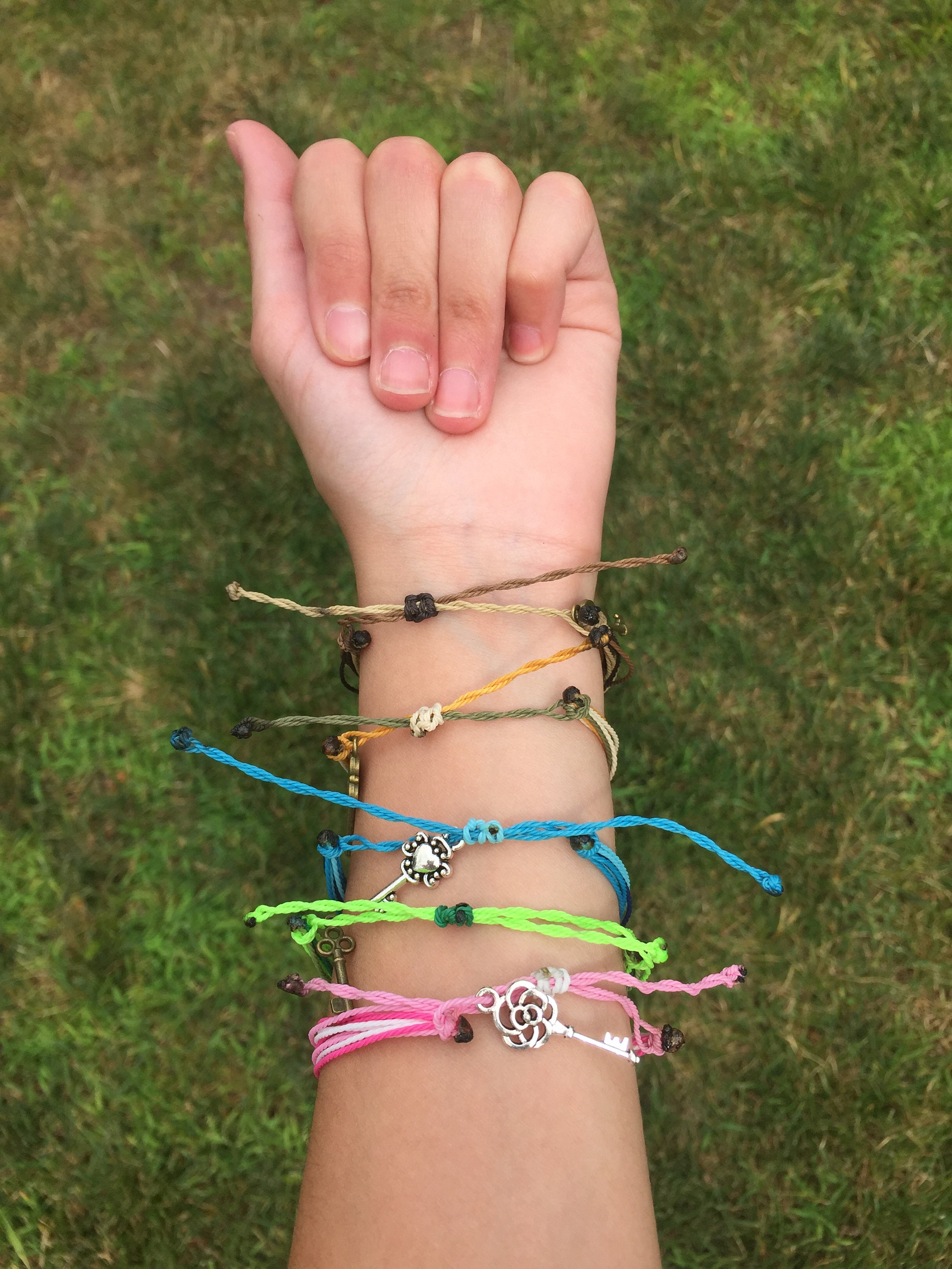 Adjustable Waxed Thread Bracelets Nature Collection Etsy