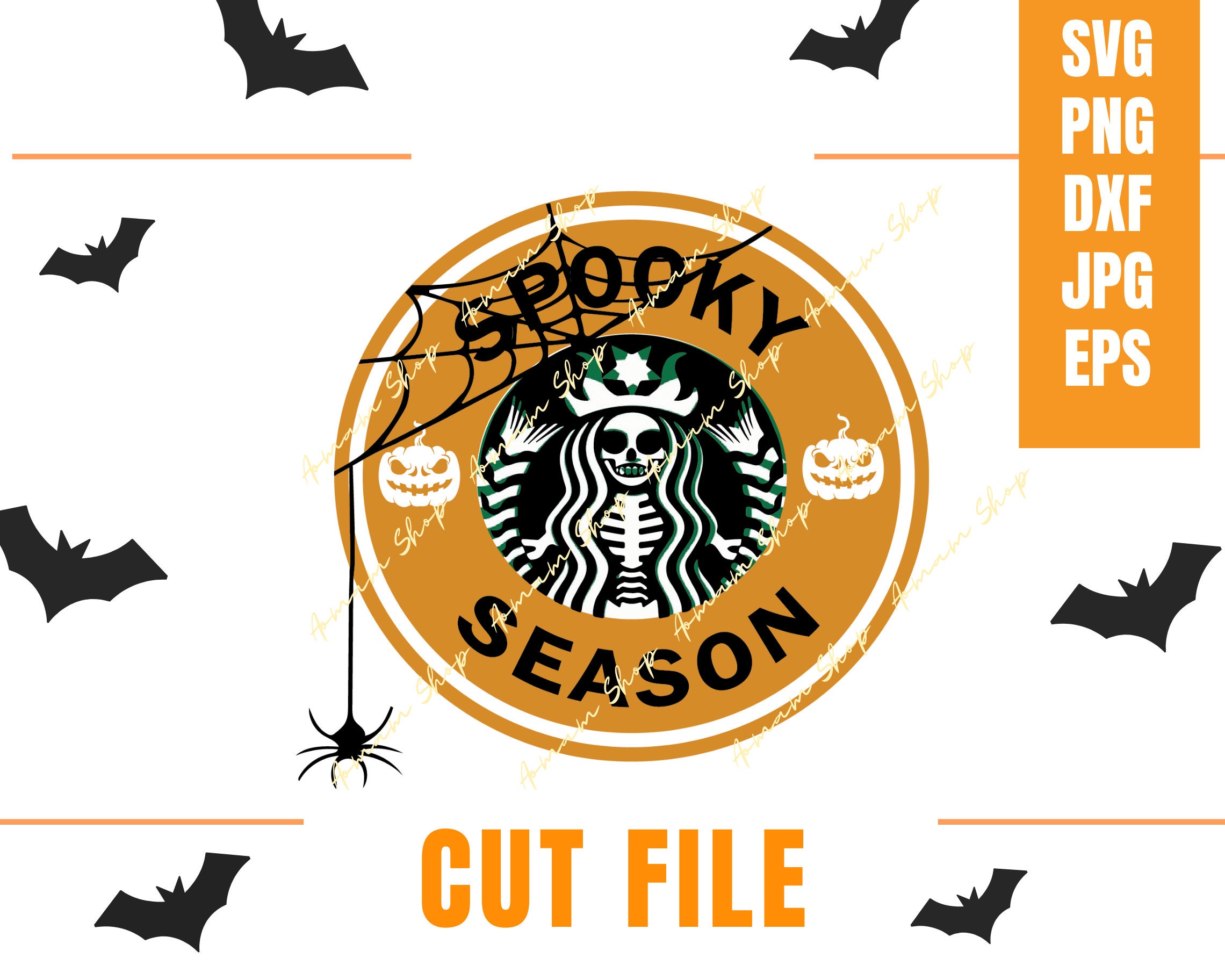 Spooky Season Starbucks Inspired Logo Halloween Halloween Etsy UK
