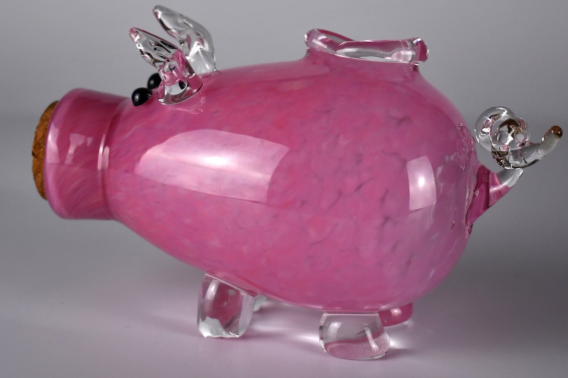 Handmade blown glass piggy bank Etsy.de