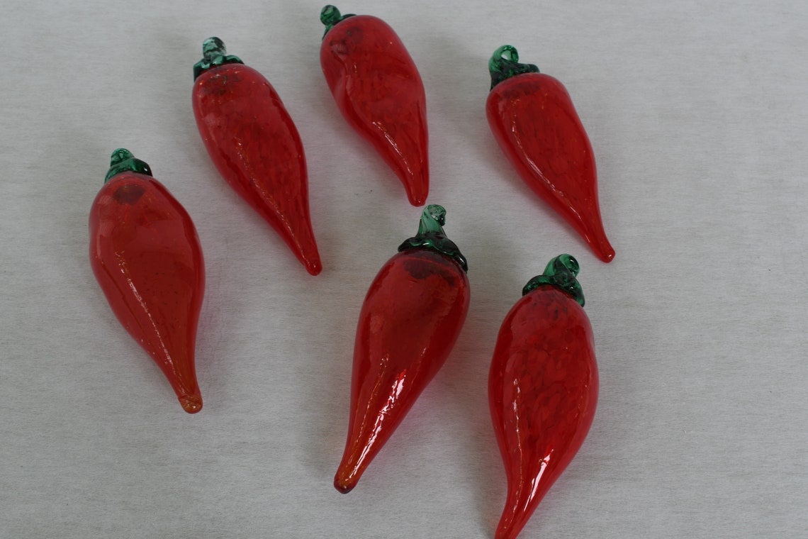 Handmade Blown Glass Red Pepper Etsy