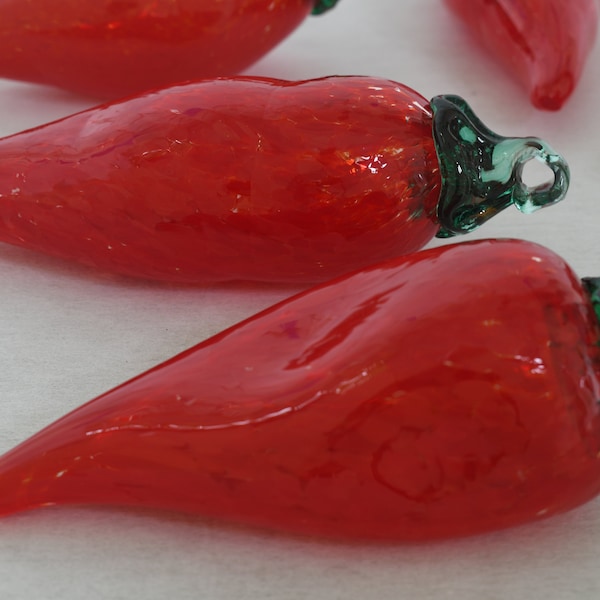 Handmade blown glass red pepper