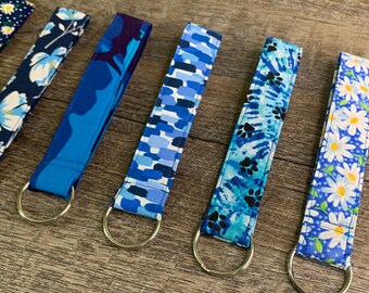 Ready to Ship Handmade Surfing Wristlet Ocean Shark Lanyard Unique Gift Shark Fabric Keychain Short Lanyard 6-Inch Key Fob Wristlet