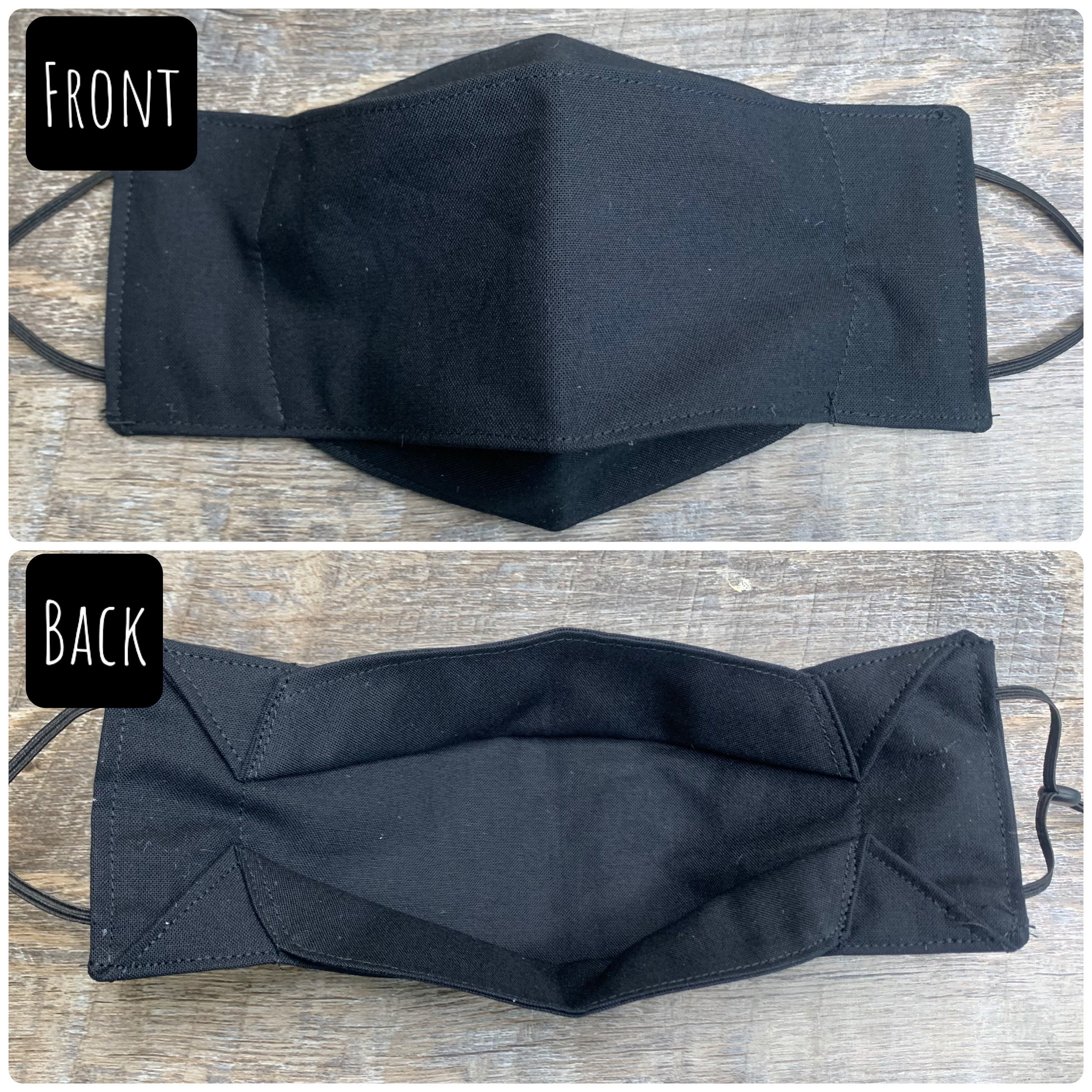 Fabric Face Masks for Glasses Wearers Double Layer Solid Black Etsy