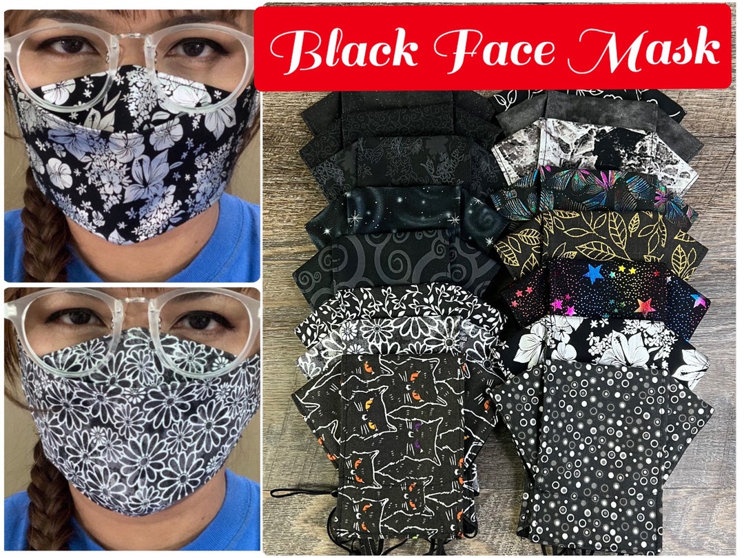 Face Masks for Glasses Wearers Black Face Mask Double Layer Glitter