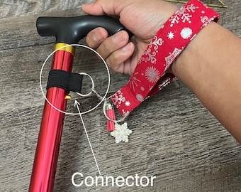 Strap Connector for Walking Cane Straps Elastic Black White fit 3/4” Diameter Walking Canes