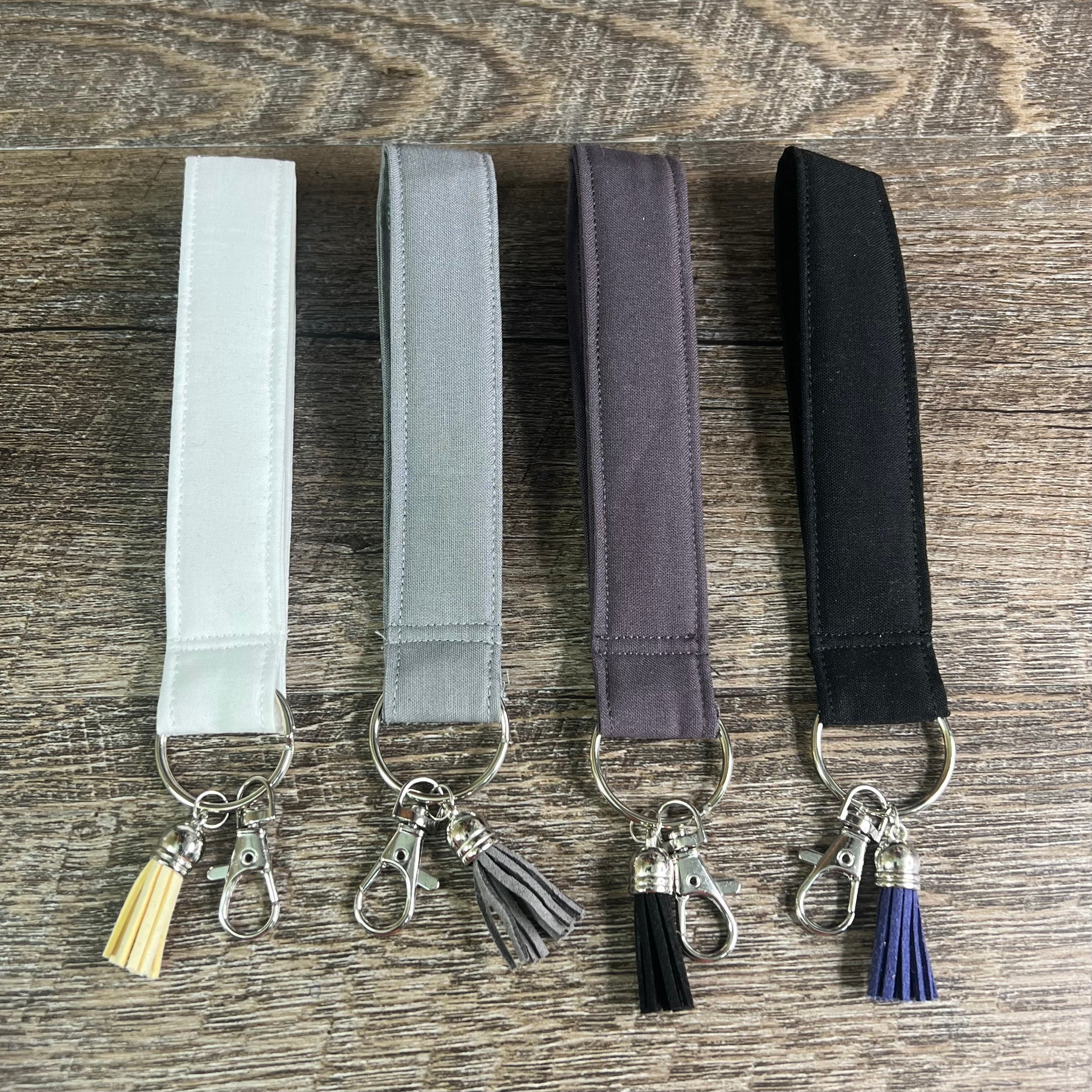 Vegan Wristlet Strap Clip on Key Ring Grey