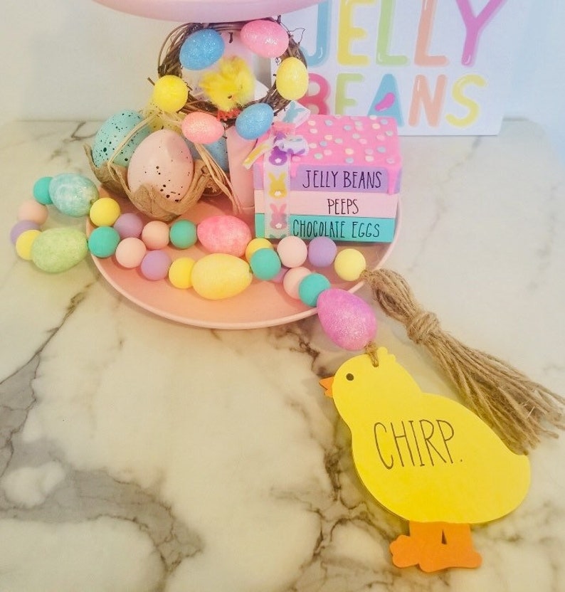 Pastel Easter Tiered Tray Decor Pastel Easter Bead Garland