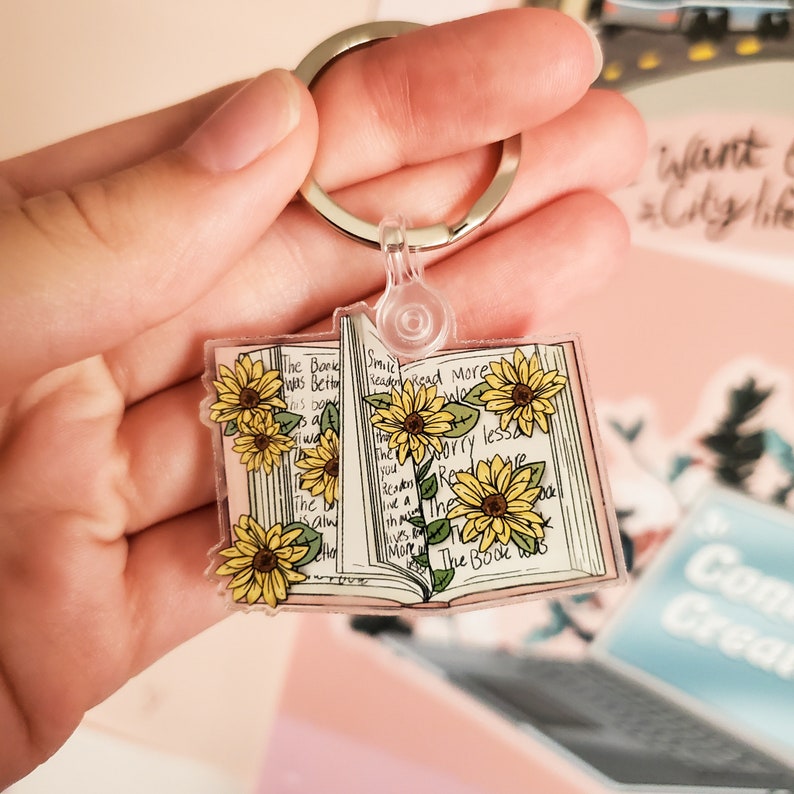 Open Book Keychain Bookish Keychain Bookworm Keychain Etsy