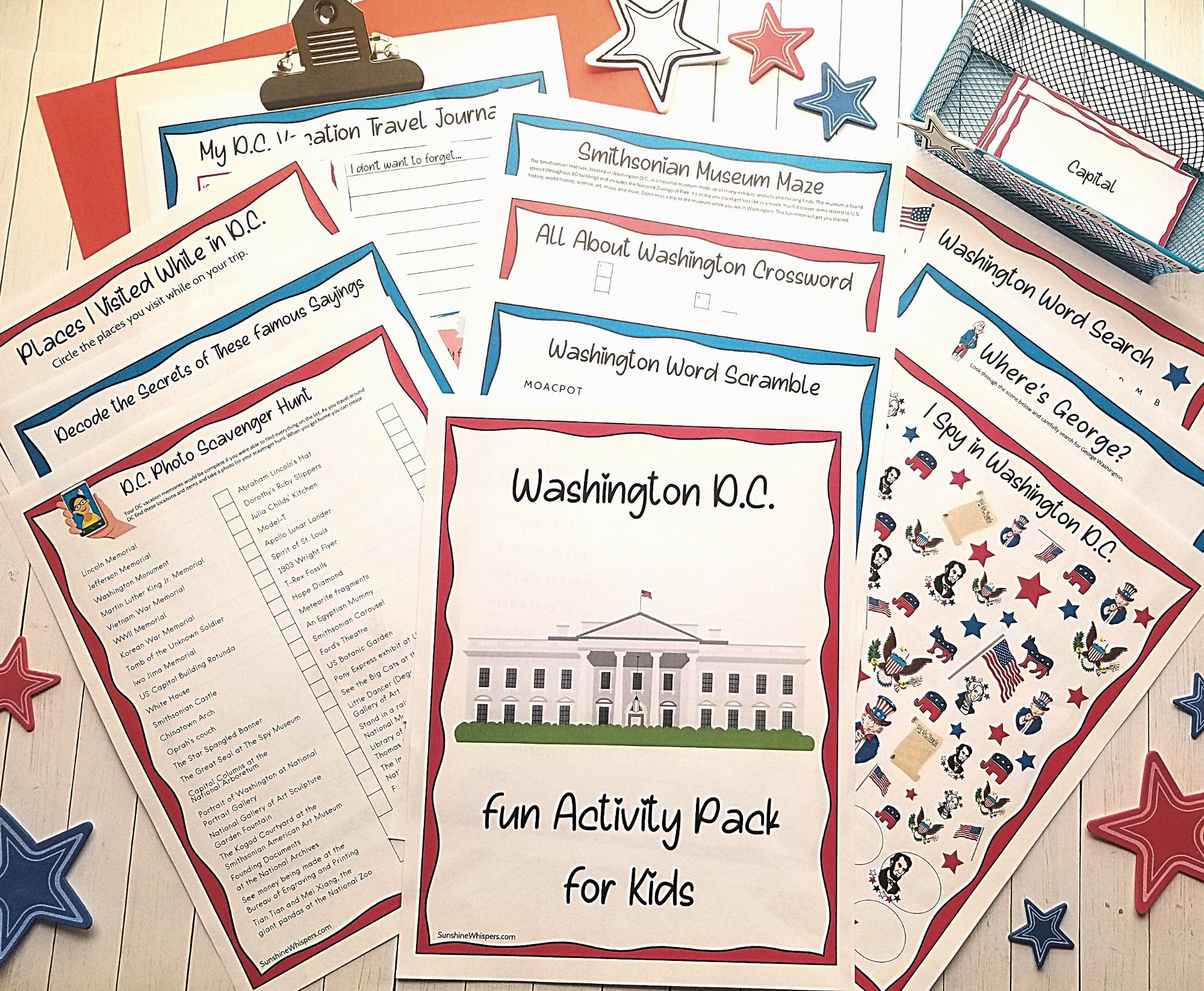 Washington D.C. Activities for Kids Etsy UK