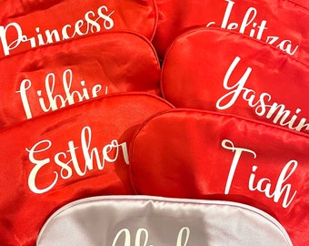 Red Personalised satin sleep mask, various colours personalised eye mask, bridesmaid gift, hen party personalised gift