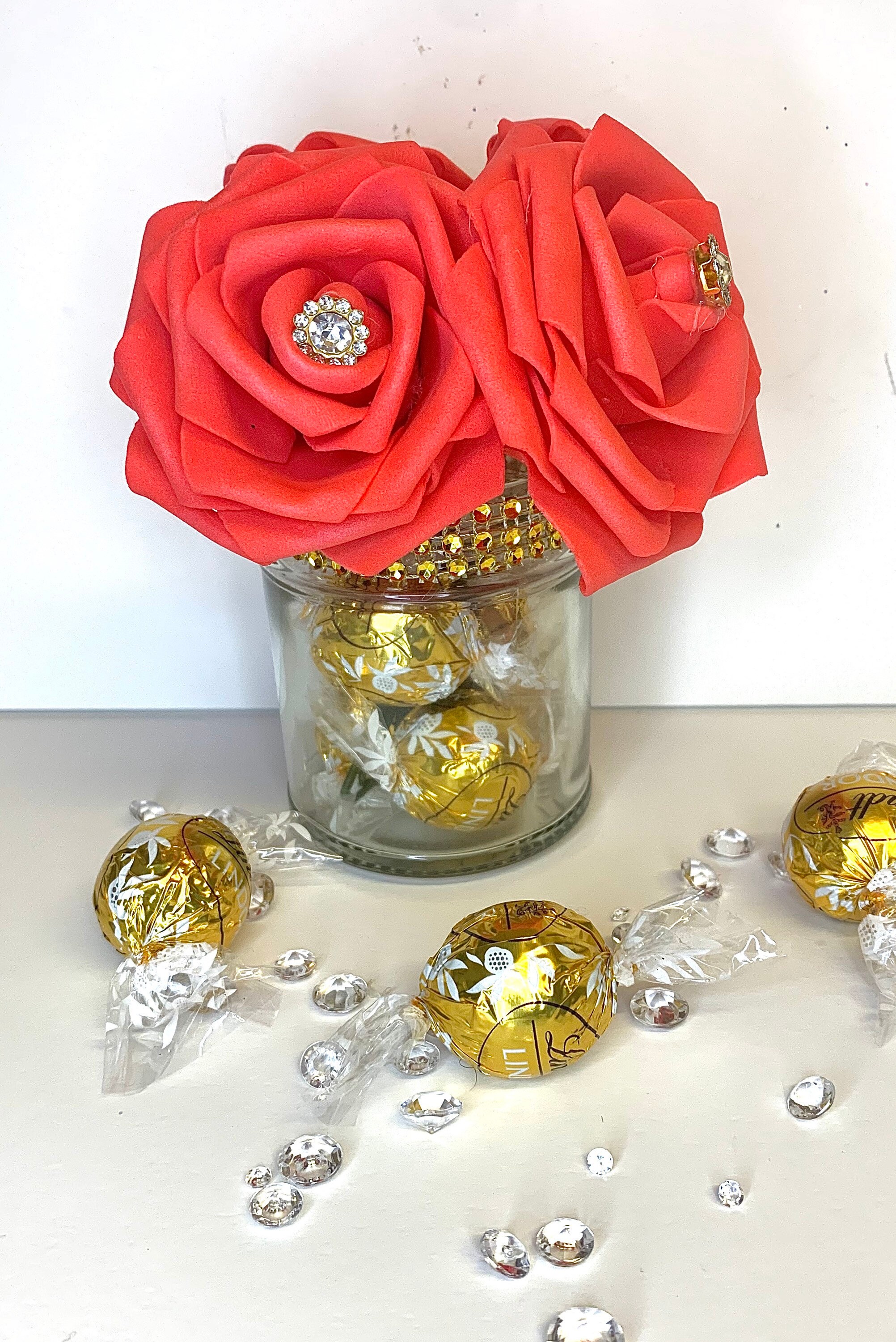 Lindt Lindor chocolate truffles glass vase glam jar with foam Etsy