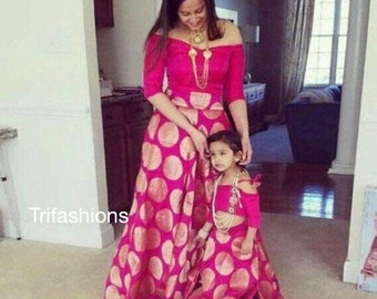 mom and daughter matching traditional dress