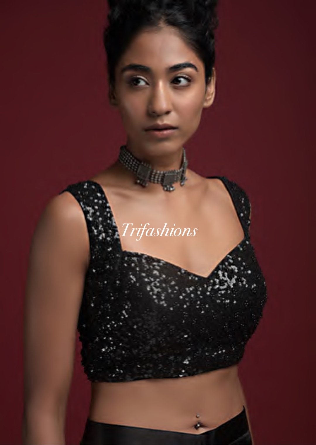 Black Sequins Indian Blouse for Women India Crop Top Saree - Etsy