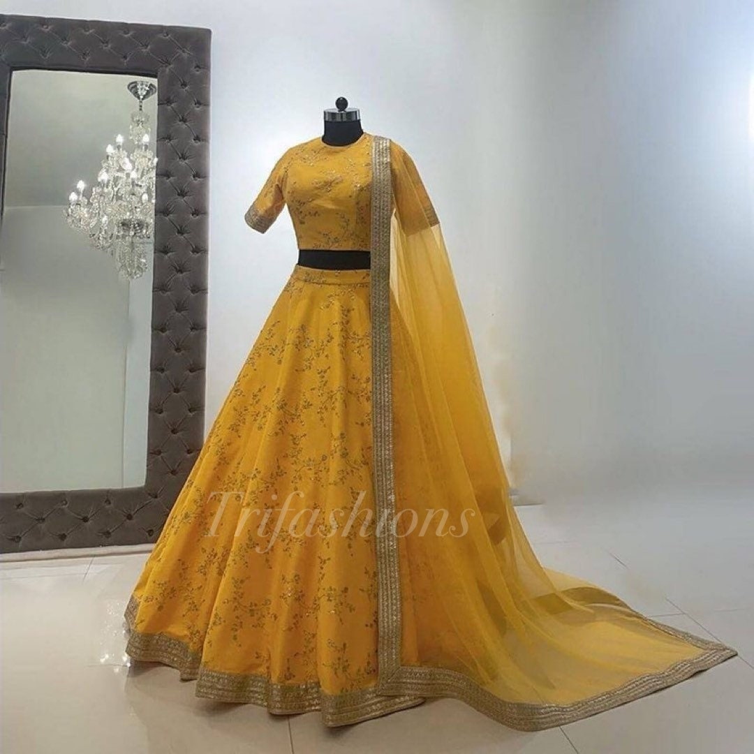 Yellow Heavy Embroidery Lehenga for Women Indian Pakistani - Etsy