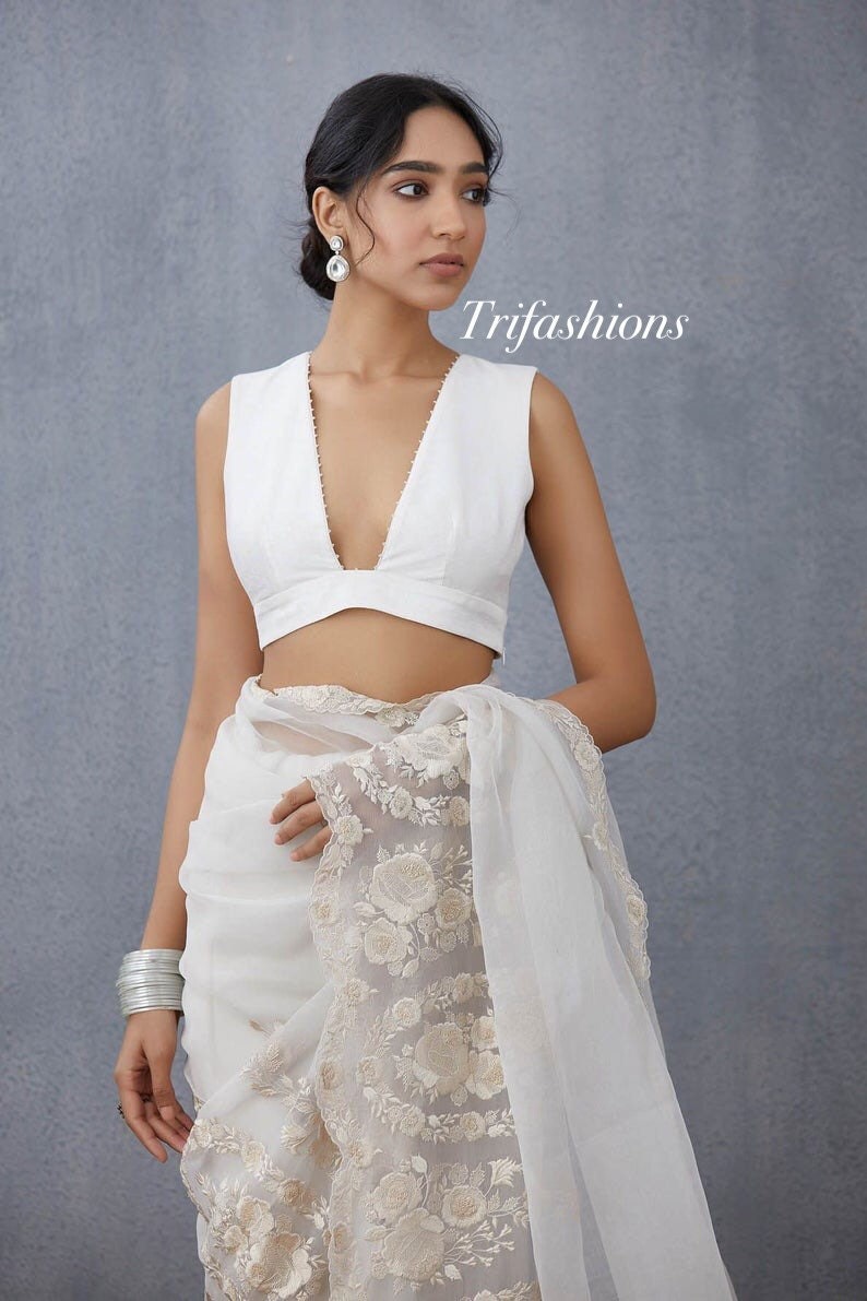 Indian Blouse Silk White Blouse 