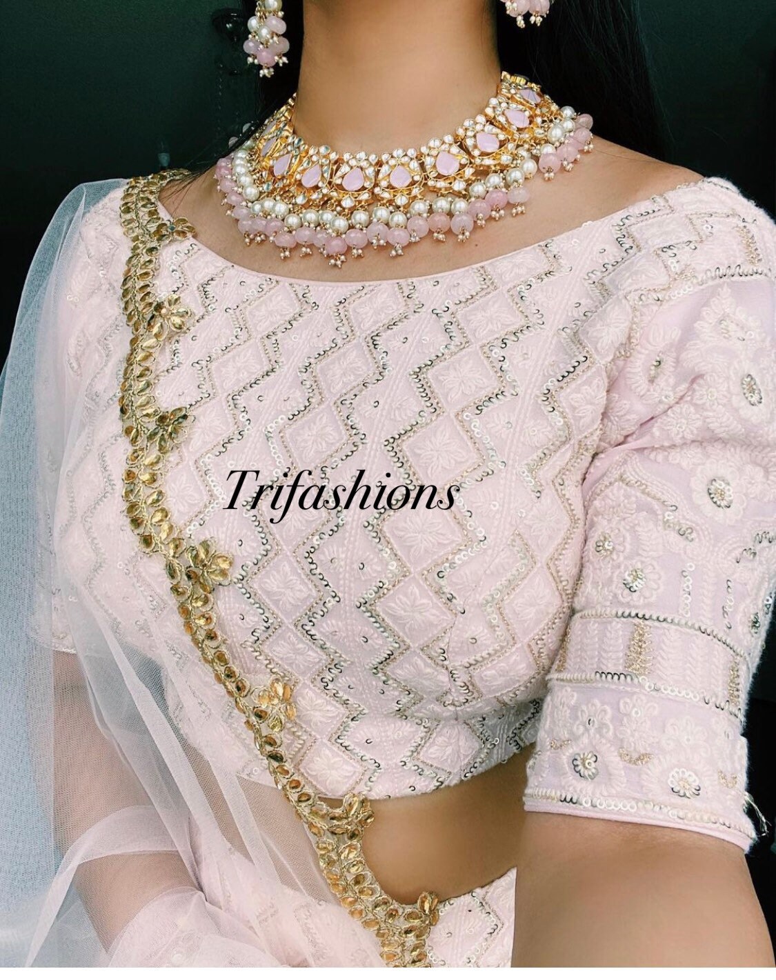 white blouse design for lehenga