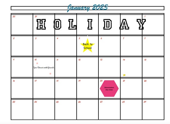 Blank Calendar Printable Digital Template A3 - Etsy
