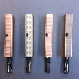 Slim Line Wood Pipe with an  Assorted Pattern Inlay Twist Top Lid